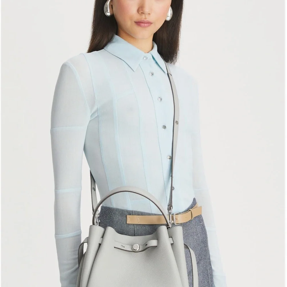 Tory Burch Romy Pebble Leather Bucket Bag - Picture 4 of 6